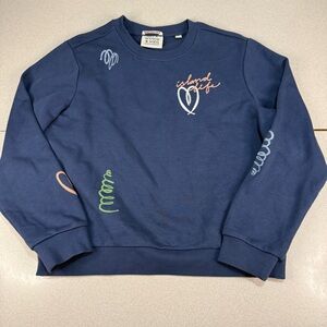 Scotch & Soda Navy Crewneck Sweater with Patchwork Embroidery Size Medium